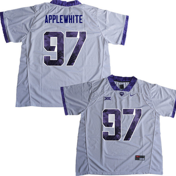 Men #97 Christian Applewhite TCU Horned Frogs College Football Jerseys Sale-White
